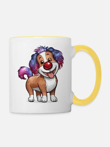 Dog Red Nose - Tasse zweifarbig - Weiß/Gelb