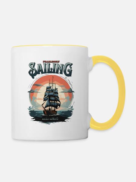 Sailing Segeln Segelyacht - Tasse zweifarbig - Weiß/Gelb