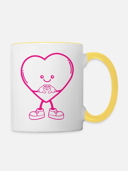 heart comic - Tasse zweifarbig - Weiß/Gelb