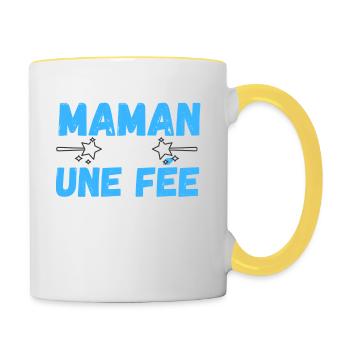DIESE MUTTER IST EINE FEE - Tasse zweifarbig - Weiß/Gelb - Rechts