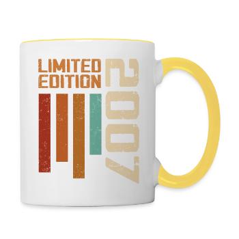 Jahrgang 2007 Geburtstagsgeschenk 2007 Retro 2007 - Tasse zweifarbig - Weiß/Gelb - Rechts