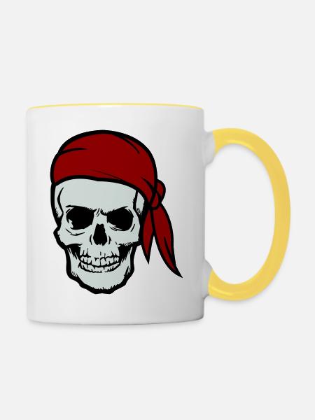 skull pirat - Tasse zweifarbig - Weiß/Gelb