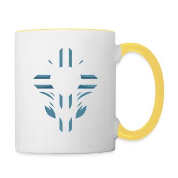 Cross with heart - Contrasting Mug - white/yellow - Right