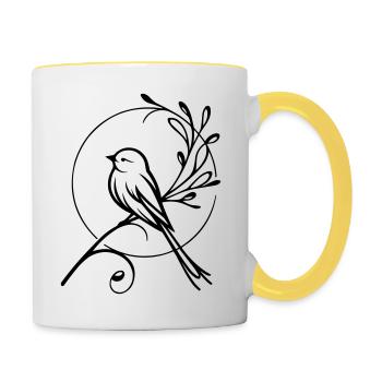 Oiseau - Mug contrasté - blanc/jaune - Droite