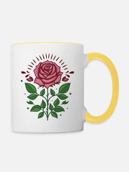 Rosenblüte - Tasse zweifarbig - Weiß/Gelb