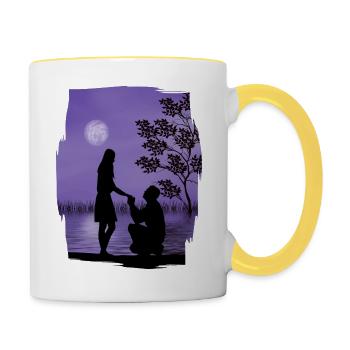 valentine JOUR - Mug contrasté - blanc/jaune - Droite