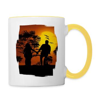 Valentinstag LIEBE - Tasse zweifarbig - Weiß/Gelb - Rechts