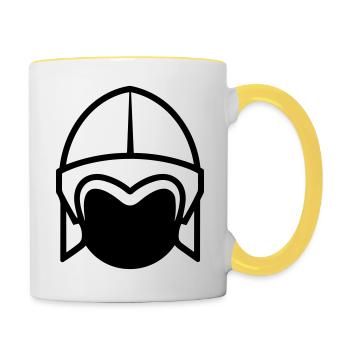 Wikingerhelm Krieger - Tasse zweifarbig - Weiß/Gelb - Rechts