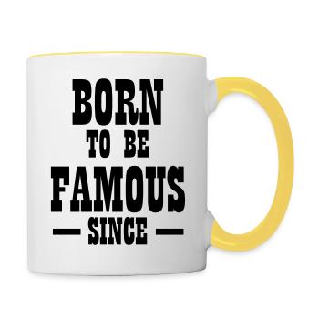 Born to be famous neutral free - Contrasting Mug - white/yellow - Right