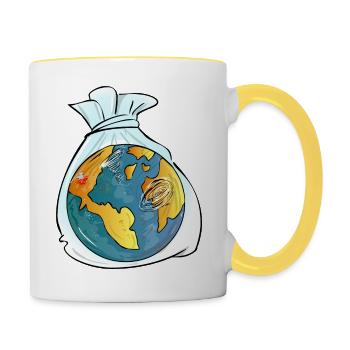 Erderückrufaktion - Tasse zweifarbig - Weiß/Gelb - Rechts