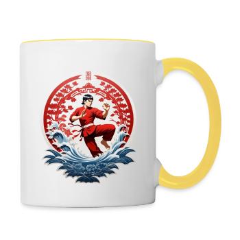 Kung Fu - Tasse zweifarbig - Weiß/Gelb - Rechts