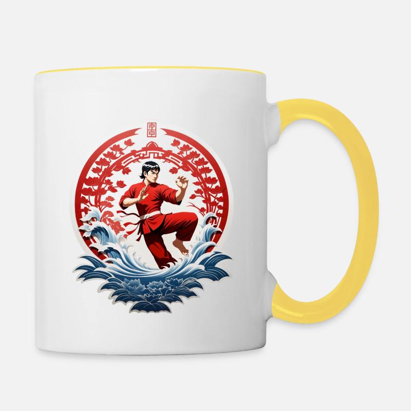 Kung-fu - Mug contrasté - blanc/jaune