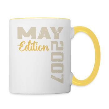 Mai 2007 Anniversaire Mai 2007 Cadeau Mai 2007 Mai - Mug contrasté - blanc/jaune - Droite