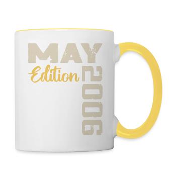 Mai 2006 Anniversaire Mai 2006 Cadeau Mai 2006 Mai - Mug contrasté - blanc/jaune - Droite