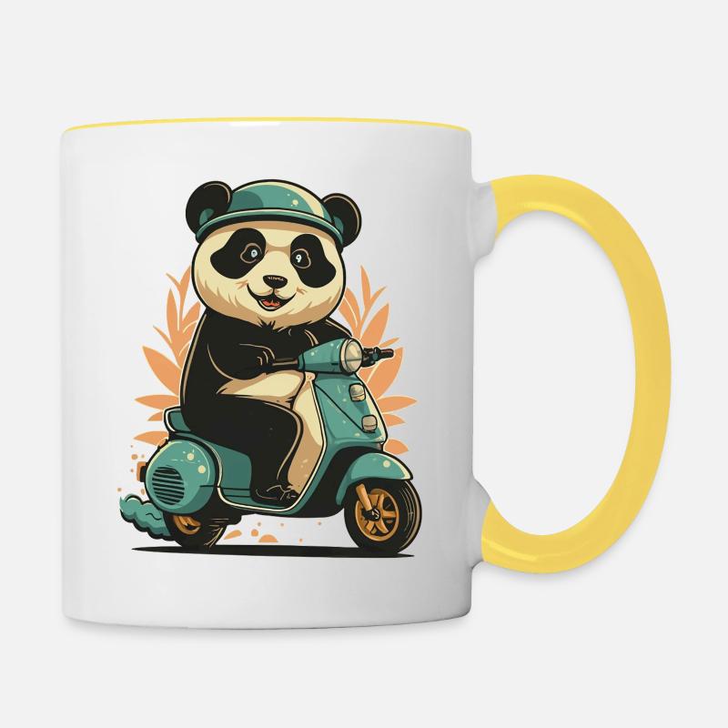 Panda Roller - Tasse zweifarbig - Weiß/Gelb