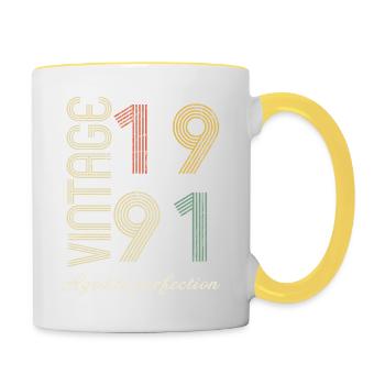 33 Year Anniversary Gift - 1991 - Contrasting Mug - white/yellow - Right