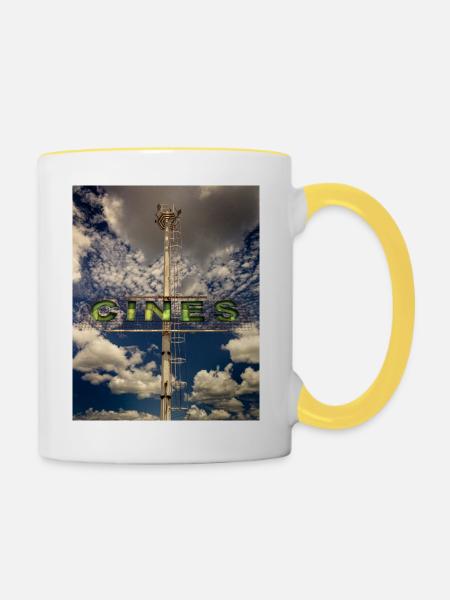 Kino - Tasse zweifarbig - Weiß/Gelb