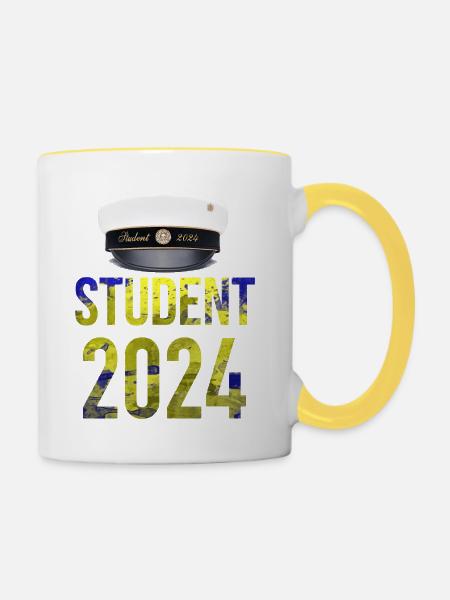 Abschlussfeier 2024 Abiturfeier - Tasse zweifarbig - Weiß/Gelb