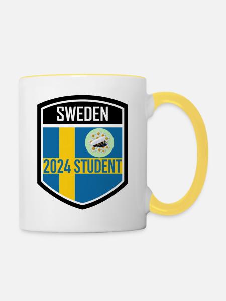 Abschlussfeier 2024 Abiturfeier - Tasse zweifarbig - Weiß/Gelb