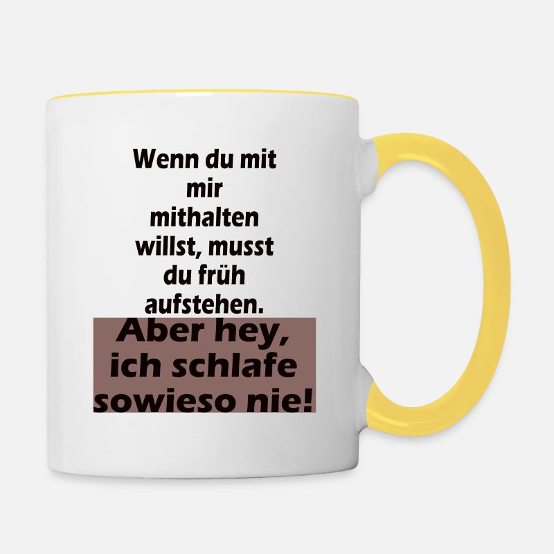 don't sleep anyway - Contrasting Mug - white/yellow