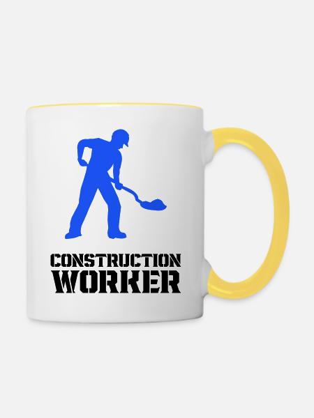 bauarbeiter baustelle worker - Tasse zweifarbig - Weiß/Gelb