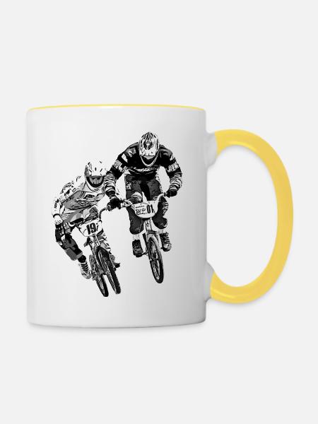 BMX - Tasse zweifarbig - Weiß/Gelb