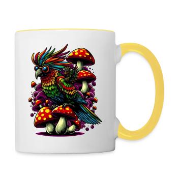 Colorful parrot - Contrasting Mug - white/yellow - Right