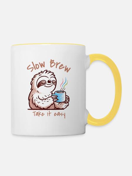 Slow Brew - Tasse zweifarbig - Weiß/Gelb