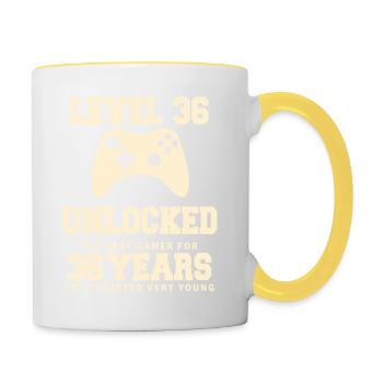 Level 36 Vintage Retro Vintage Geburtstag - Tasse zweifarbig - Weiß/Gelb - Rechts