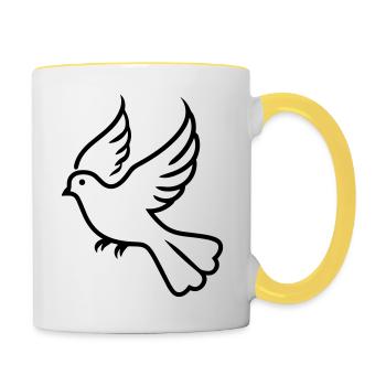 Taube - Tasse zweifarbig - Weiß/Gelb - Rechts