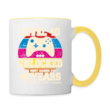 Original 1984 40 Jahre Level 40 Freischalten - Tasse zweifarbig - Weiß/Gelb - Rechts