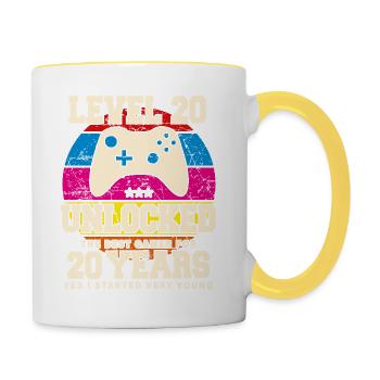 Original 2004 20 Year Old Level 20 Unlock - Contrasting Mug - white/yellow - Right