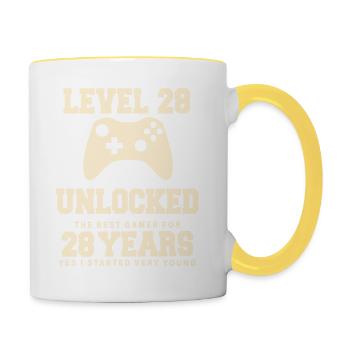 Level 28 Vintage Anniversaire Vintage Rétro - Mug contrasté - blanc/jaune - Droite