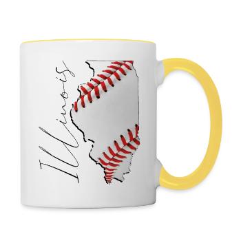 Illinois (United States) | real baseball | Map Script - Contrasting Mug - white/yellow - Right