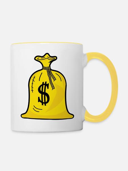 geldsack - Tasse zweifarbig - Weiß/Gelb