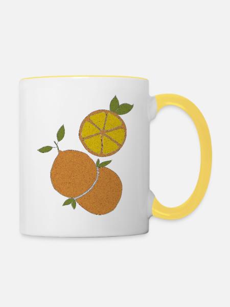 orangen gewebe - Tasse zweifarbig - Weiß/Gelb
