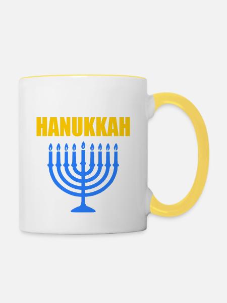 HAPPY HANUKKAH - Tasse zweifarbig - Weiß/Gelb