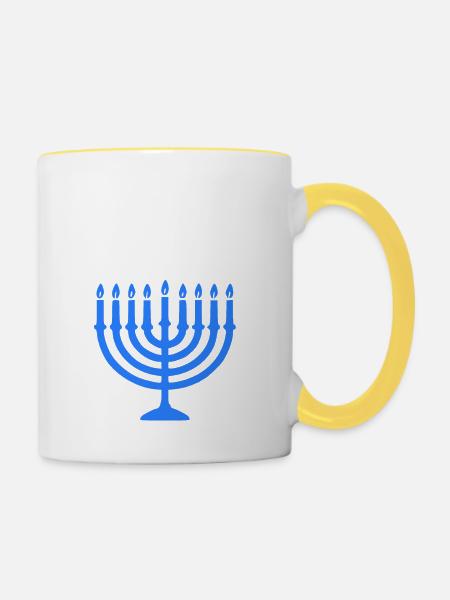 happy hanukkah - Tasse zweifarbig - Weiß/Gelb