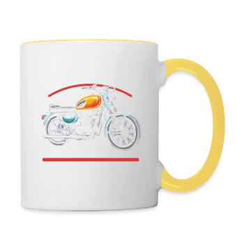 J'peux pas, j'ai moto - Mug contrasté - blanc/jaune - Droite