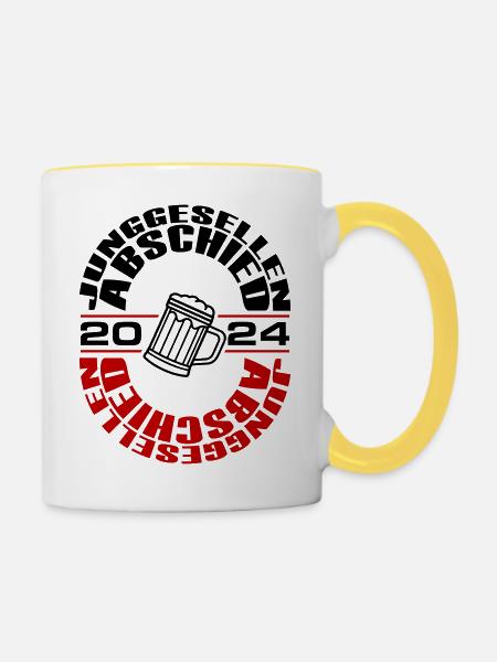 Junggesellen Abschied 2024 - Tasse zweifarbig - Weiß/Gelb