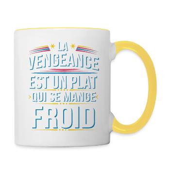 La vengeance est un plat qui se mange froid - Mug contrasté - blanc/jaune - Droite
