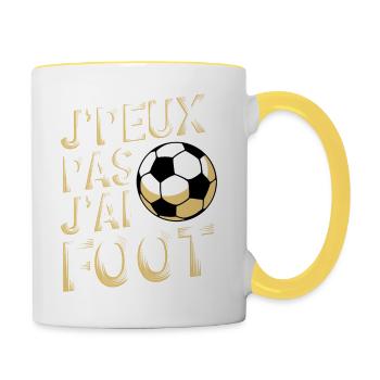 J'peux pas j'ai foot - Mug contrasté - blanc/jaune - Droite