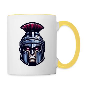Römischer Soldatenkopf - Tasse zweifarbig - Weiß/Gelb - Rechts