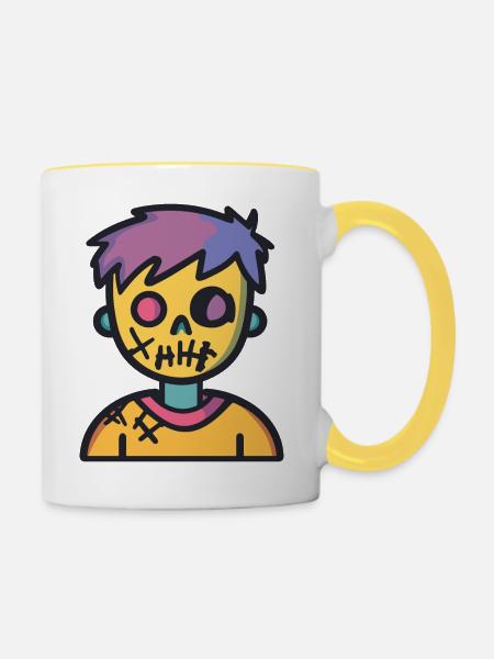 Zombie Halloween Gruselig - Tasse zweifarbig - Weiß/Gelb