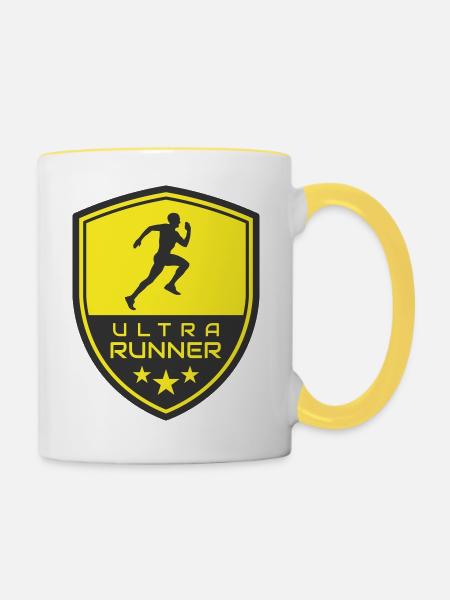 ULTRA RUNNER LOGO - Tasse zweifarbig - Weiß/Gelb