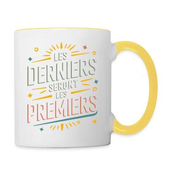 Les derniers seront les premiers - Mug contrasté - blanc/jaune - Droite