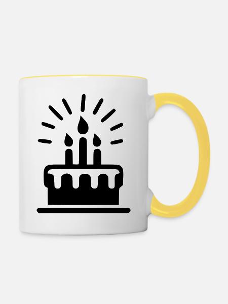 Kuchen - Tasse zweifarbig - Weiß/Gelb