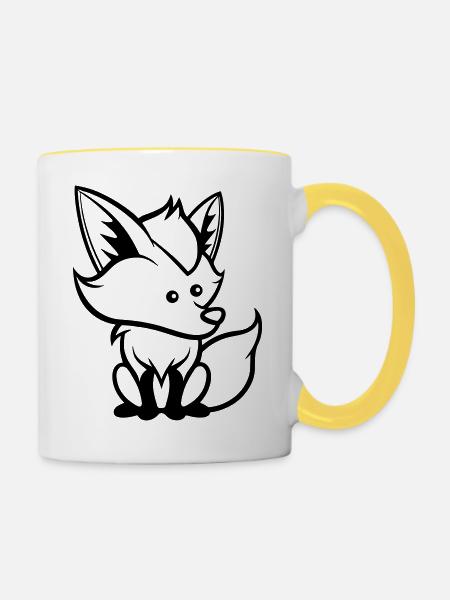 fuchs comic tier - Tasse zweifarbig - Weiß/Gelb
