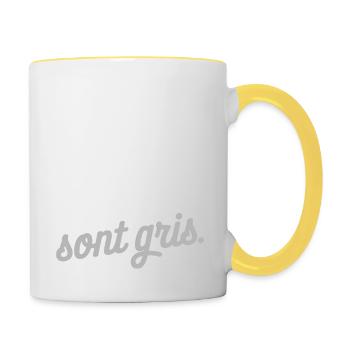 La nuit, tous les chats sont gris - Mug contrasté - blanc/jaune - Droite