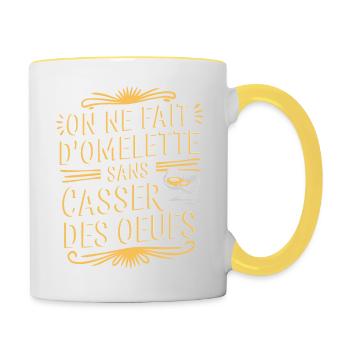On ne fait pas d'omelette sans casser des œufs - Mug contrasté - blanc/jaune - Droite